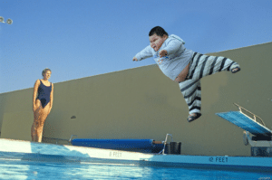 Fat kid jumping in pool Water meme template