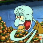Squidward eating Krabby Patties Spongebob meme template blank euphoria