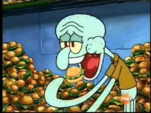 Squidward eating Krabby Patties  Food meme template