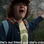 Shes our friend and shes crazy! Stranger Things meme template blank Dustin