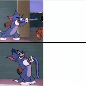 Tom Cat flaccid gun Tom and Jerry meme template