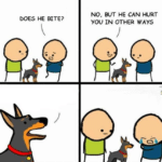 Does he bite (blank comic)  meme template blank Cyanide and Happiness