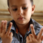 Counting on fingers Radial blur meme template blank