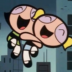 Bubbles and Buttercup hugging in the air Hugging meme template