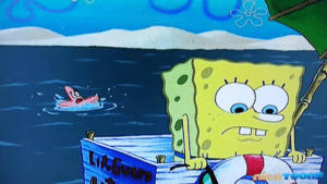 Patrick drowning Spongebob meme template