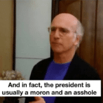 And in fact, the president is usually a moron and an asshole  meme template blank Larry David