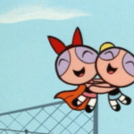 Bubbles and Blossom Hugging (in the air)  meme template blank Cartoon Network, Powerpuff Girls