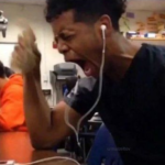 Black guy listening to music, screaming Black Twitter meme template blank