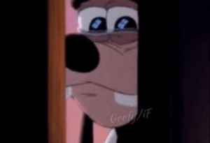 Goofy looking through door Sad meme template