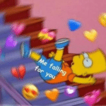 Bart falling for you Simpsons meme template blank hearts