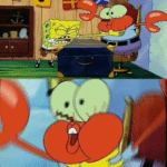 Spongebob choking Mr. Krabs (two panel) Spongebob meme template blank