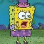 Spongebob dressed as woman surprised Spongebob meme template blank