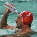Pouring water on self while in pool  meme template blank