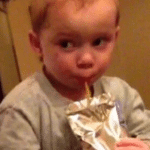 Gavin drinking juice pouch  meme template blank kid