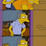Moe throwing out Barney Simpsons meme template blank