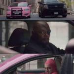 Pink and black car  meme template blank Samuel L. Jackson, Nick Fury