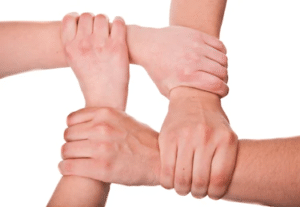 Four hands grabbing each others wrist Vs Vs. meme template