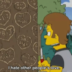 Young homer 'I hate other peoples love' Simpsons meme template blank