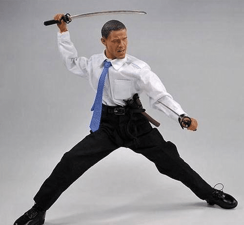 Obama with swords politics meme template blank