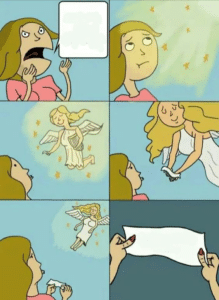 Angel Bringing Message to girl (blank comic) IRL meme template