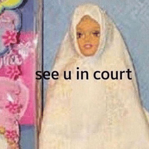 See u in court barbie Political meme template
