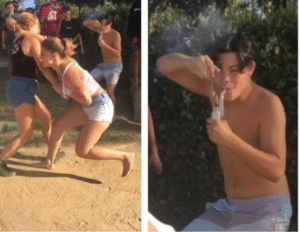 Smoking weed while girls fight Vs meme template