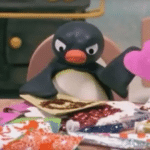 Angry Pingu with Heart  meme template blank