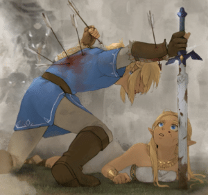 Link taking arrows for Zelda Arrow meme template