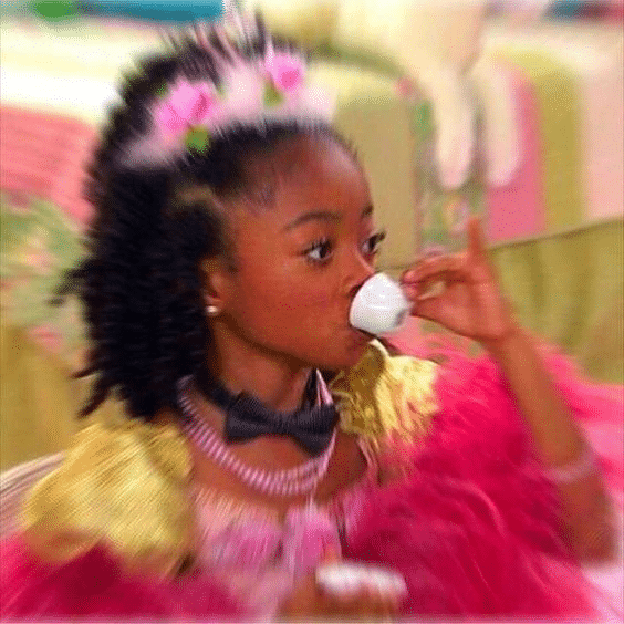 Black girl drinking tea Black Twitter meme template blank radial blur