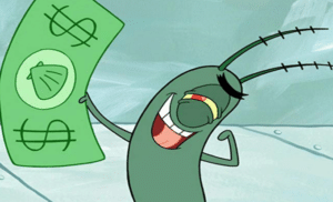 Plankton holding money Spongebob meme template