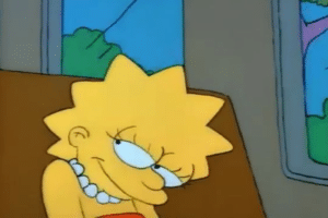 Lisa in bus, admiring Simpsons meme template