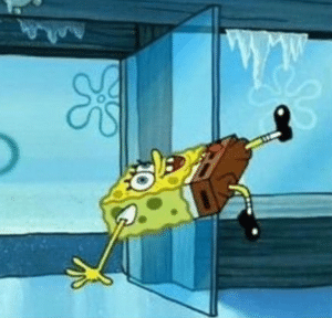 Spongebob slipping on ice Falling meme template