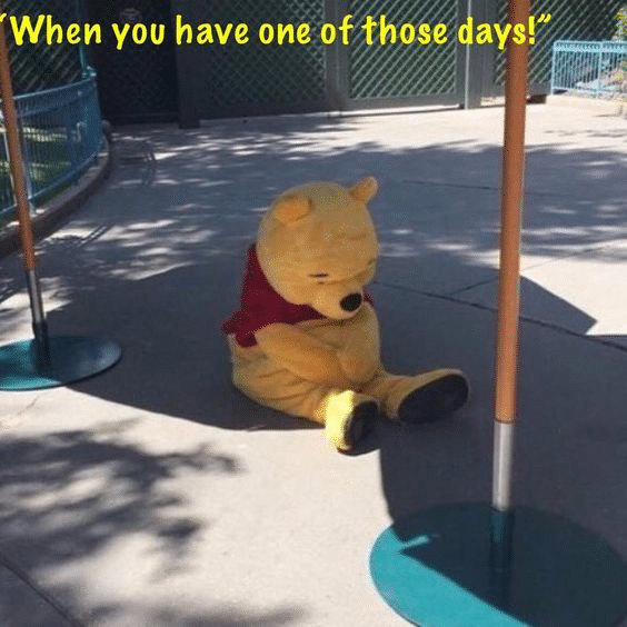 Pooh 'When you have one of those days'  meme template blank sad