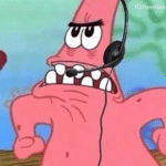 Patrick Angry with Headset Spongebob meme template blank