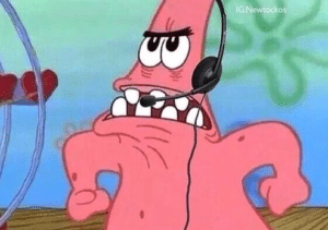 Patrick Angry with Headset Head meme template