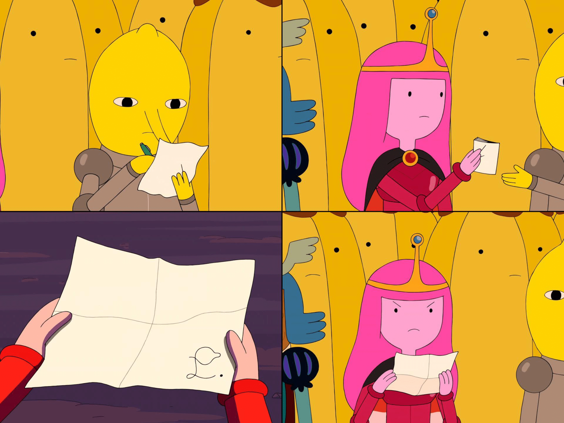 Lemongrab sending note to Princess Bubblegum  meme template blank Adventure Time