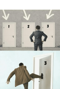 Kicking open different doors Vs Vs. meme template