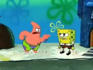 Patrick pointing at Spongebob Spongebob meme template