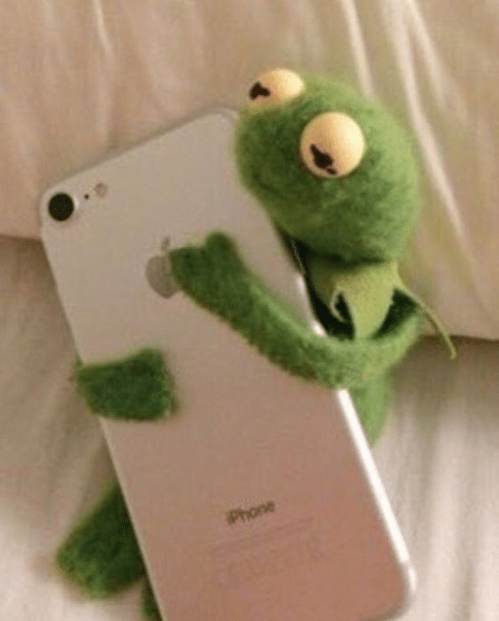 Kermit hugging phone  meme template blank Frog