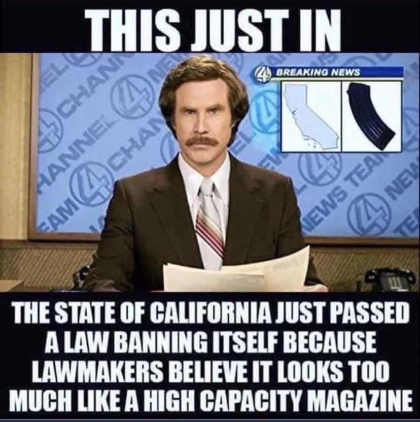 political political-memes political text: THIS JUST IN BREAKING News THE STATE OF CALIFORNIA JUST PASSED A LAW BANNING BECAUSE LAWMAKERS TOO MUCH CAPACITY MAGAZINE 