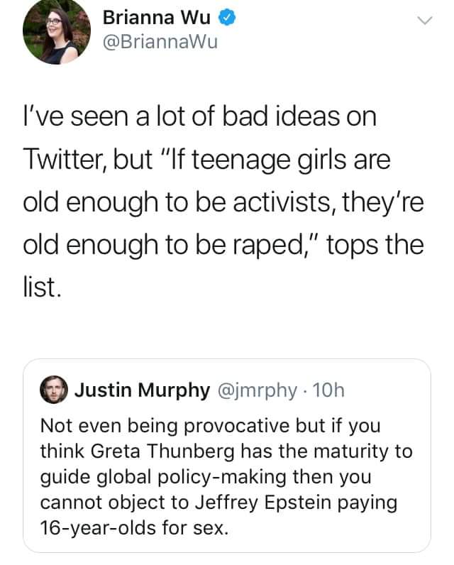 women feminine-memes women text: Brianna Wu @BriannaWu I've seen a lot of bad ideas on Twitter, but 