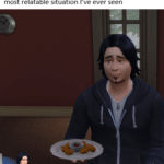 depression-memes depression text: Watching my sim eating microwaved chicken nuggets while being sad for no reason may be the most relatable situation I