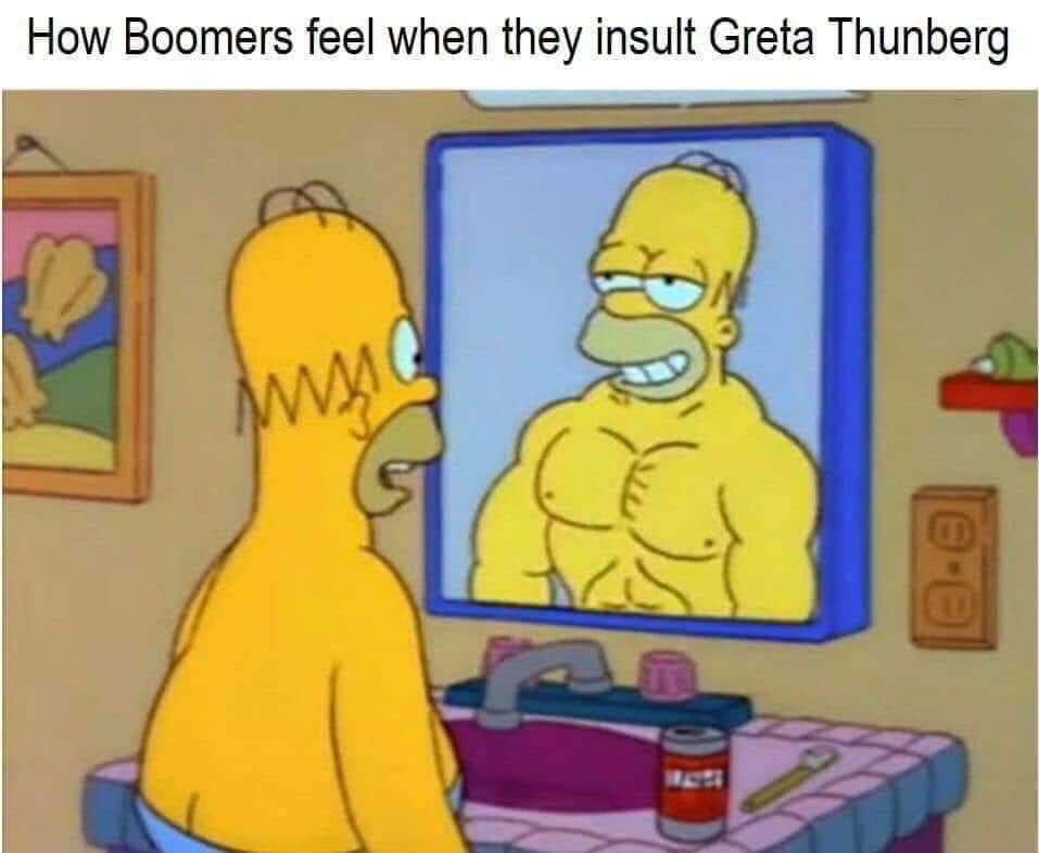 political political-memes political text: How Boomers feel when they insult Greta Thunberg 