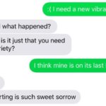 feminine-memes women text: :( I need a new vibrator Lol what happened? Or is it just that you need variety? I think mine is on its last leg Ah Parting is such sweet sorrow  women