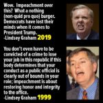 political-memes political text: Wow. Impeachment over this? What a nothing (non-quid pro quo) burger. Democrats have lost their minds when it comes to President Trump. -Lindsey Graham 2019 You don