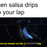 star-wars-memes ot-memes text: When salsa drips into your lap told you to remain on the c hip  ot-memes