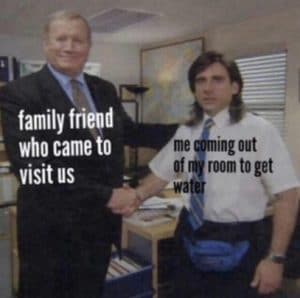 other-memes cute text: family friepd who came to - visit us me mingout room to get wa