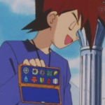 Gary holding badges (short) anime meme template blank Pokemon, anime, Gary, badges