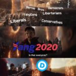 yang-memes yang text: Supporters Bernie Bros Democrats —YangGang Libertarians Liberals Conservatives 2020