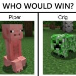 minecraft-memes minecraft text: WHO WOULD WIN? Piper crig  minecraft